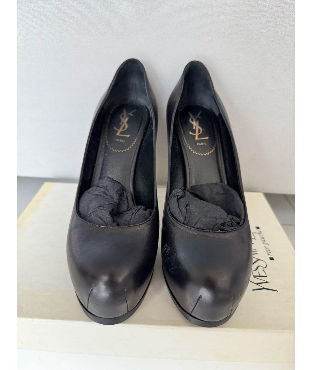 SAINT LAURENT Черные кожаные туфли, фото 2