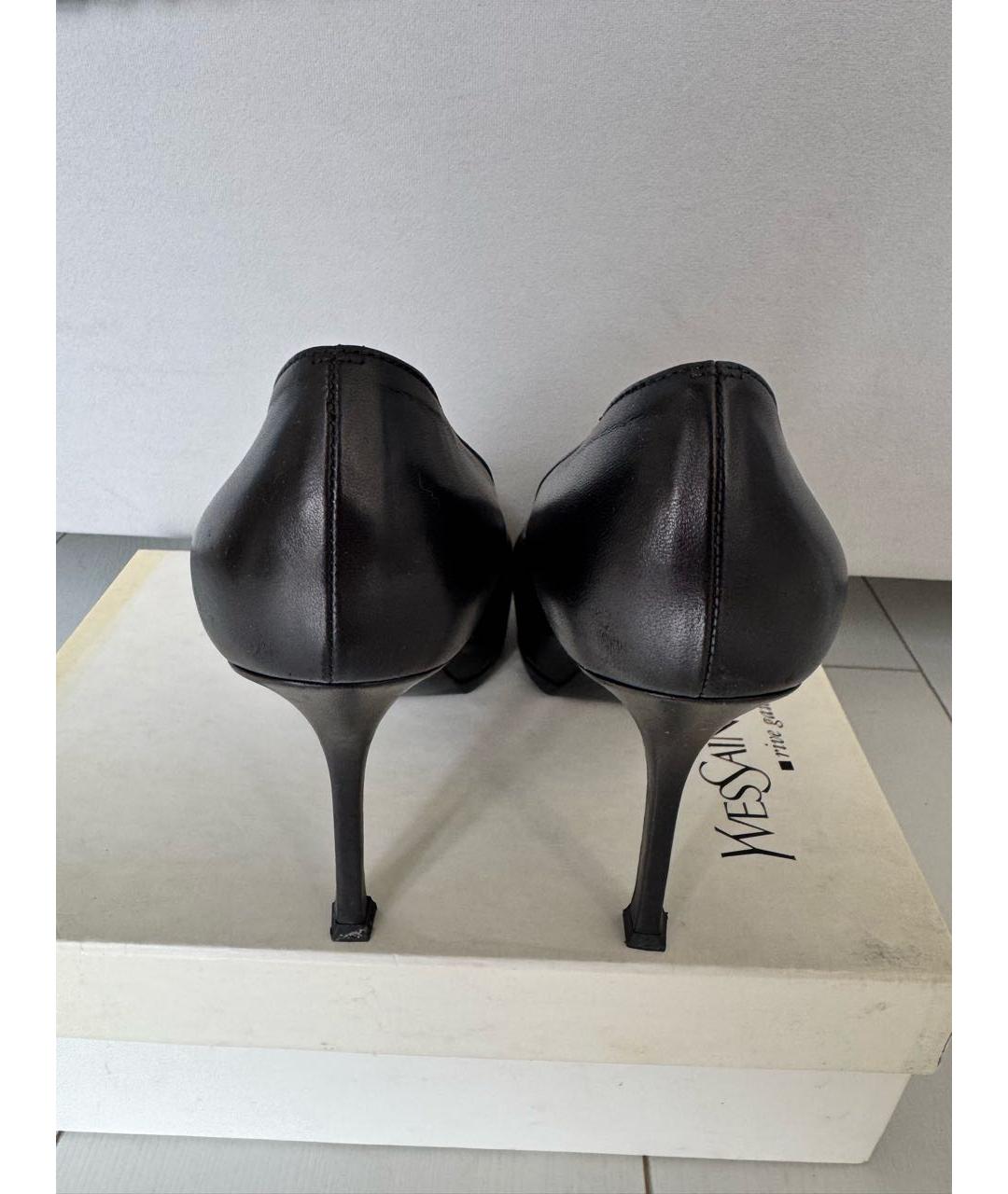 SAINT LAURENT Черные кожаные туфли, фото 4