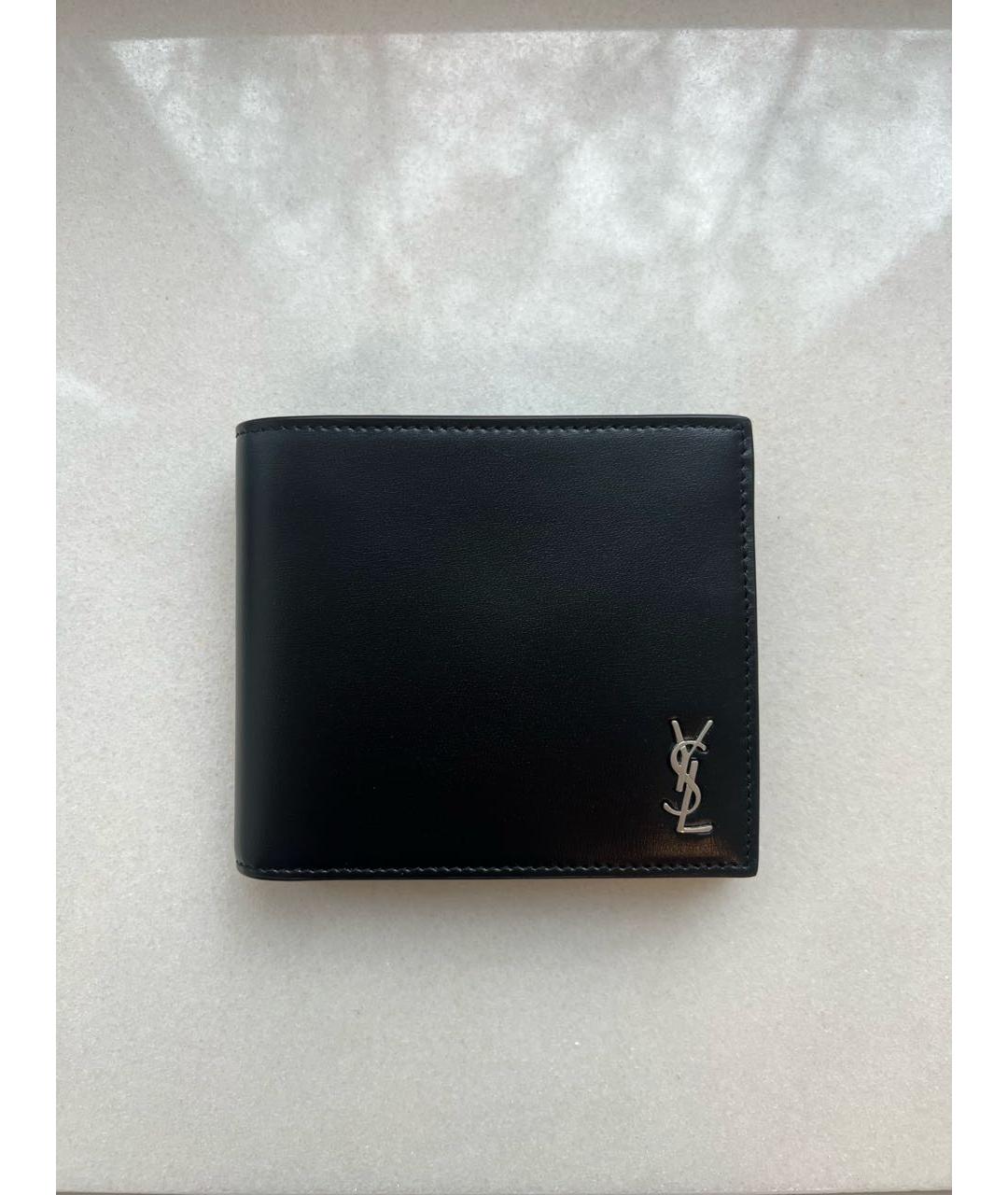 SAINT LAURENT Черный кожаный кошелек, фото 5