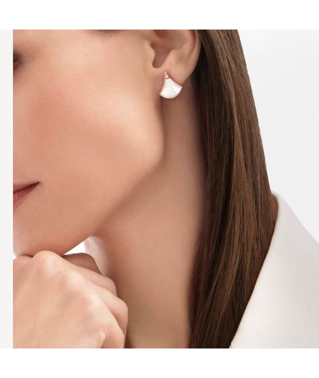 BVLGARI Белые серьги из розового золота, фото 4