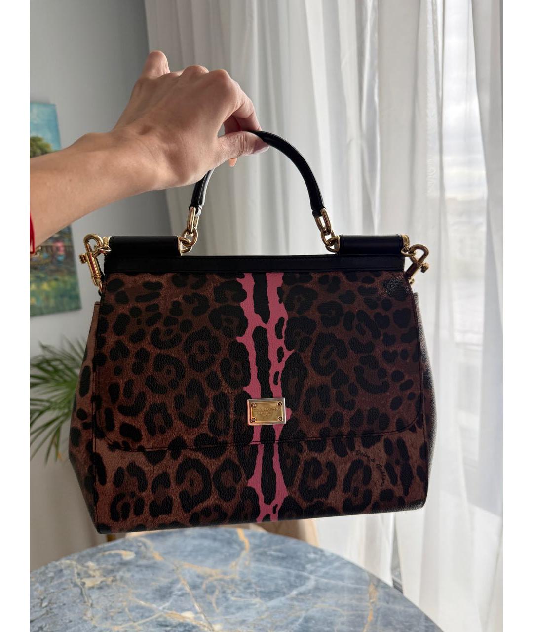 DOLCE&GABBANA Коричневая кожаная сумка с короткими ручками, фото 2