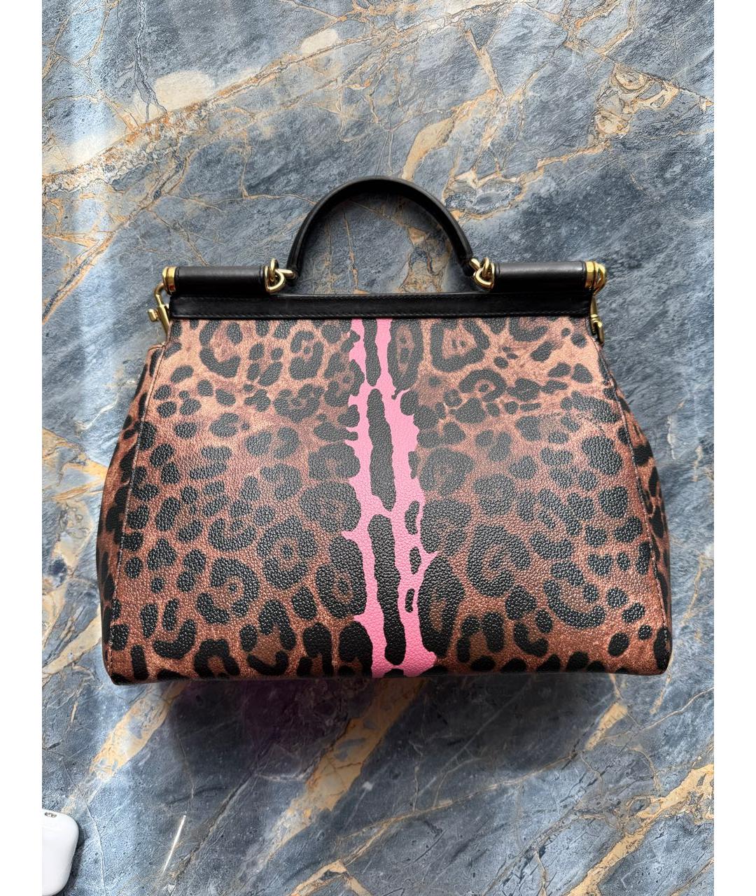 DOLCE&GABBANA Коричневая кожаная сумка с короткими ручками, фото 3