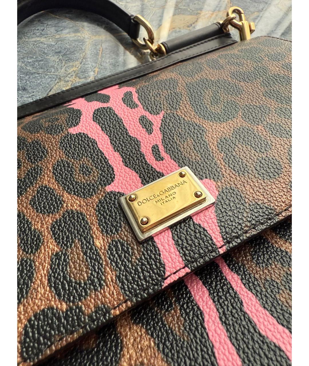 DOLCE&GABBANA Коричневая кожаная сумка с короткими ручками, фото 6