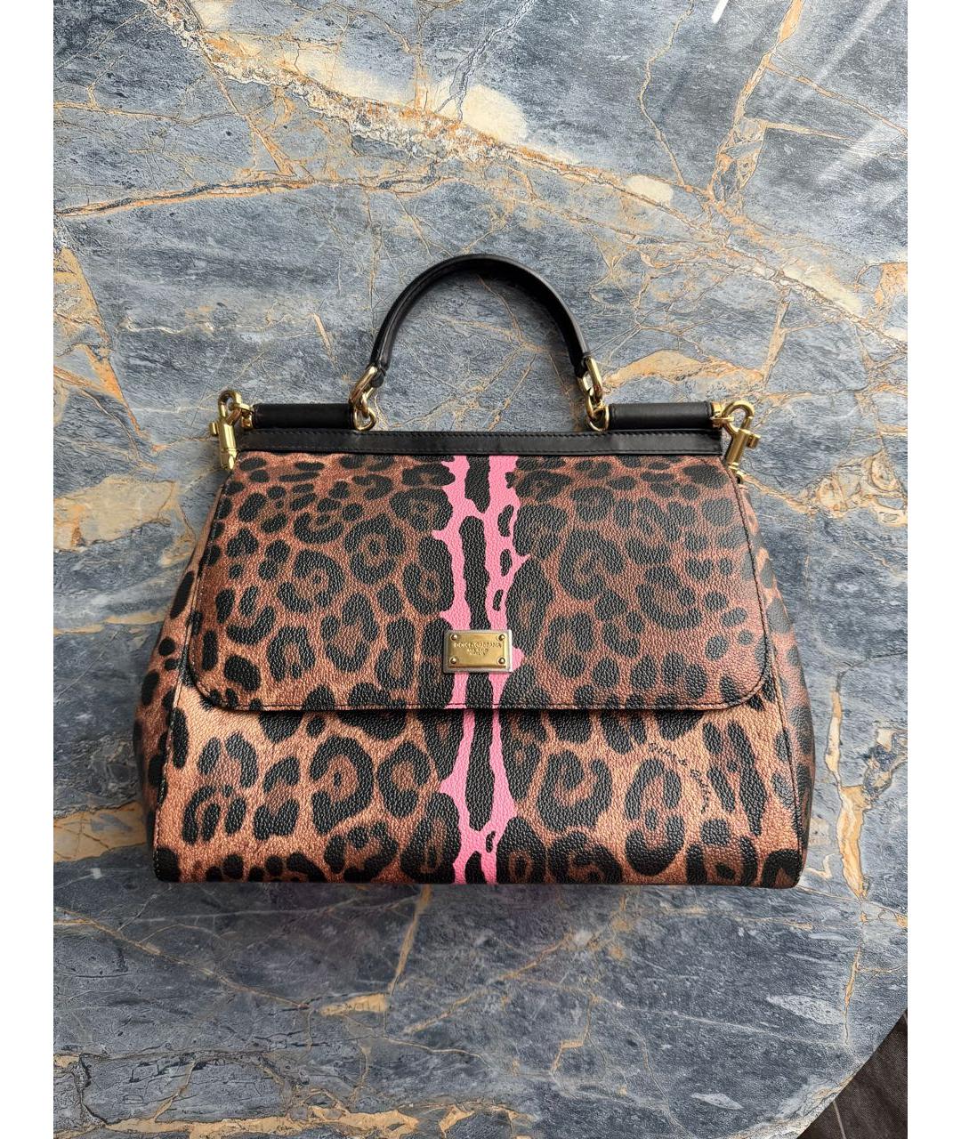 DOLCE&GABBANA Коричневая кожаная сумка с короткими ручками, фото 9