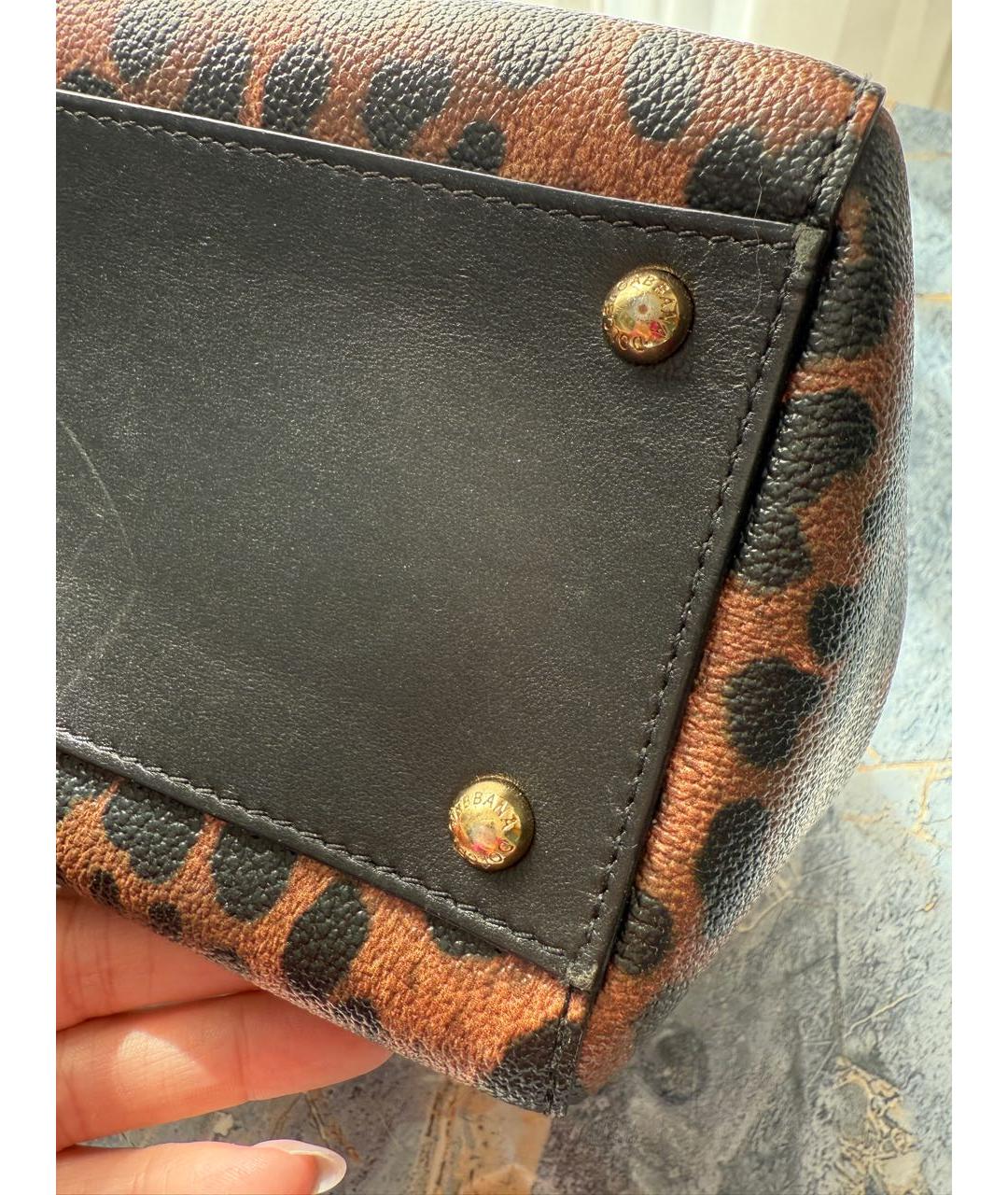 DOLCE&GABBANA Коричневая кожаная сумка с короткими ручками, фото 8