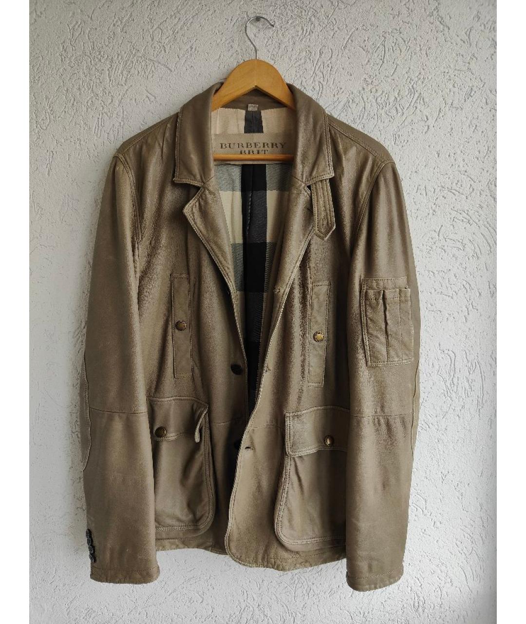 BURBERRY Бежевая кожаная куртка, фото 3