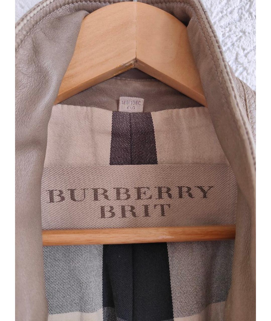 BURBERRY Бежевая кожаная куртка, фото 4