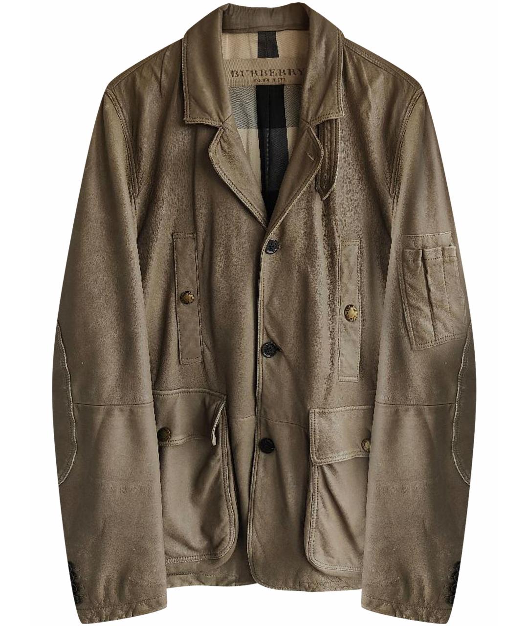 BURBERRY Бежевая кожаная куртка, фото 1