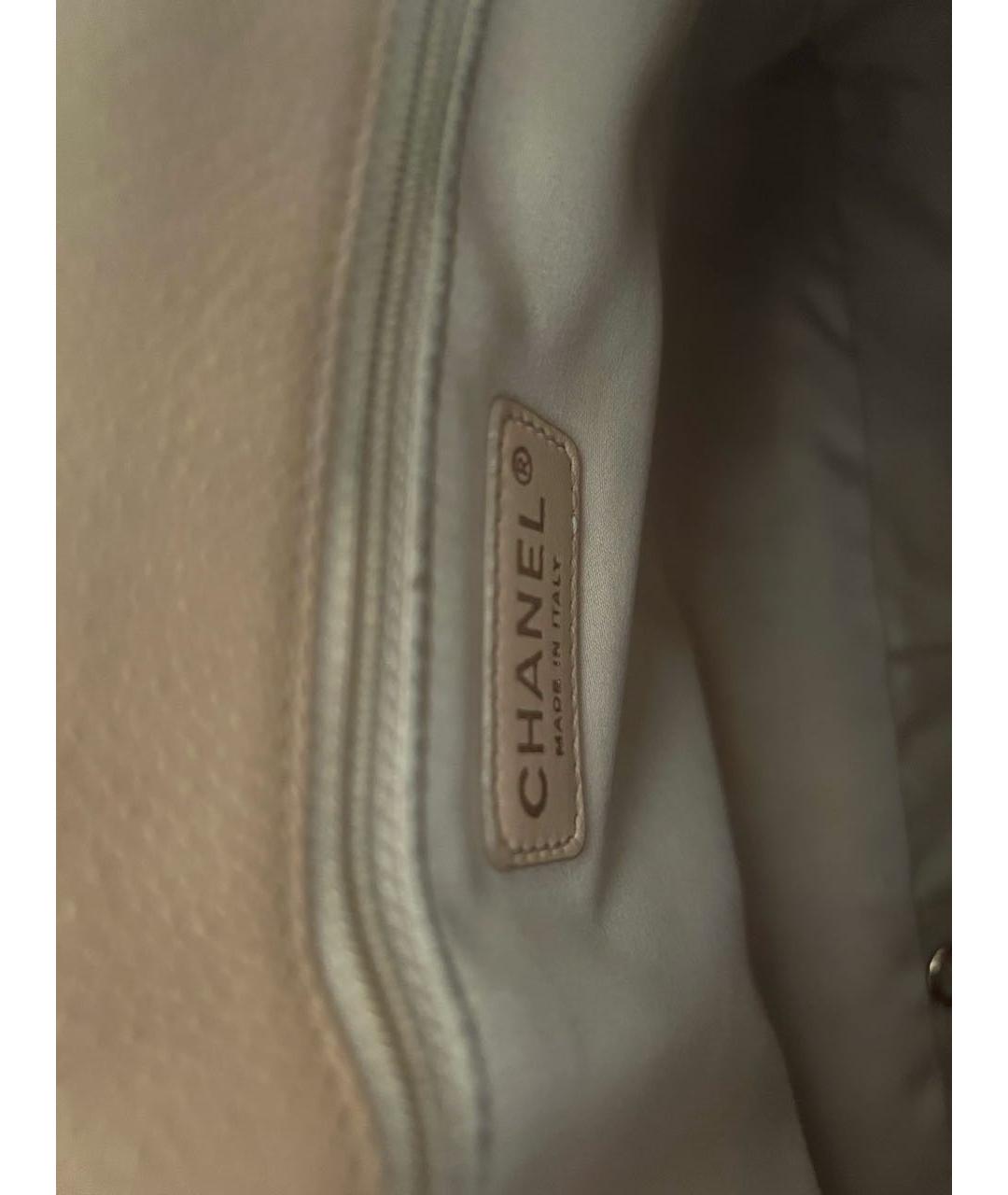 CHANEL Бежевая кожаная сумка тоут, фото 6