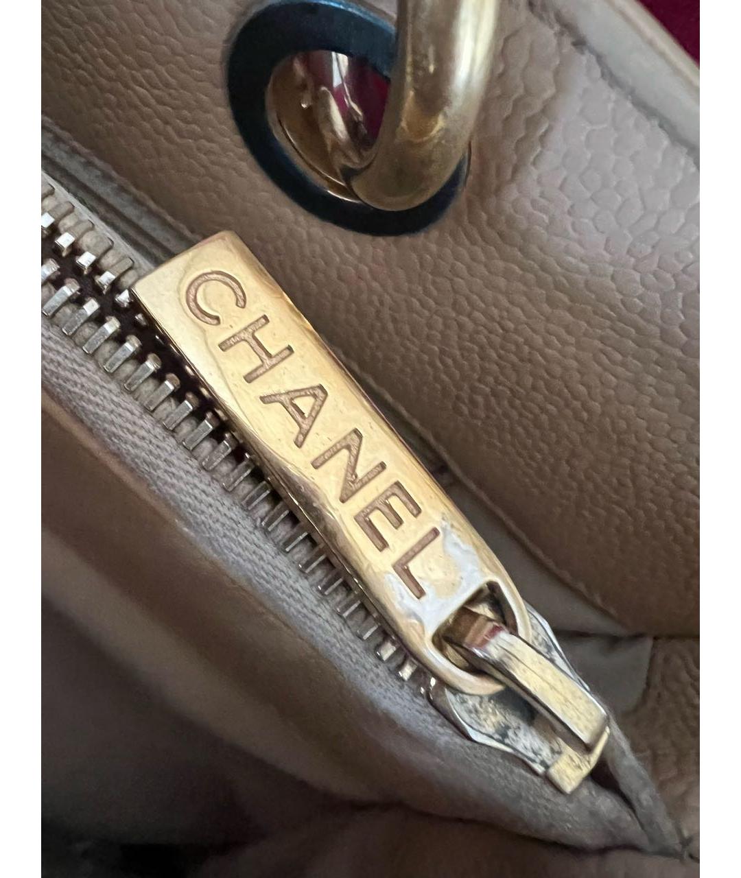 CHANEL Бежевая кожаная сумка тоут, фото 8