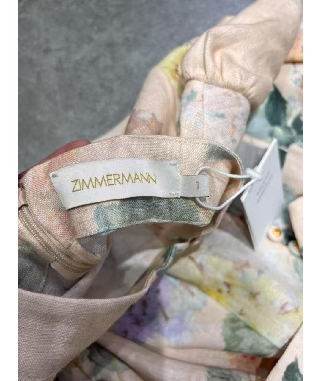 ZIMMERMANN Мульти льняное повседневное платье, фото 3