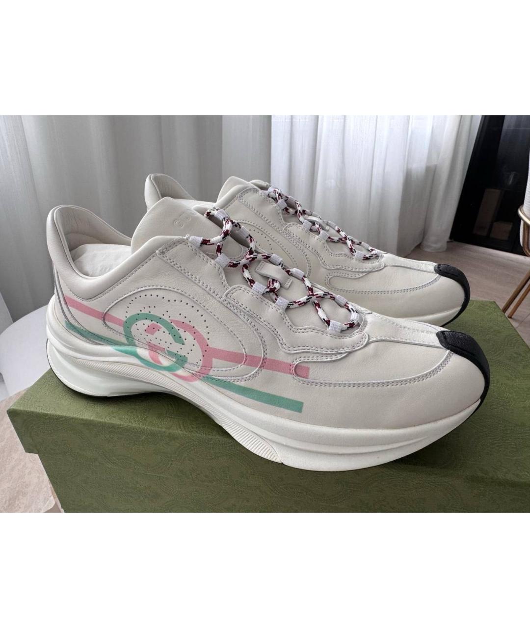 GUCCI Белые кожаные кроссовки, фото 6