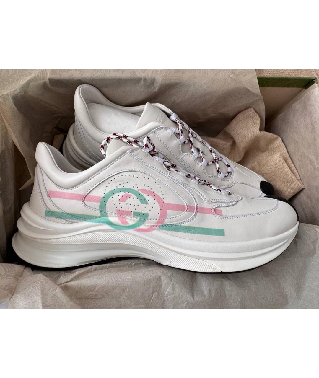 GUCCI Белые кожаные кроссовки, фото 3