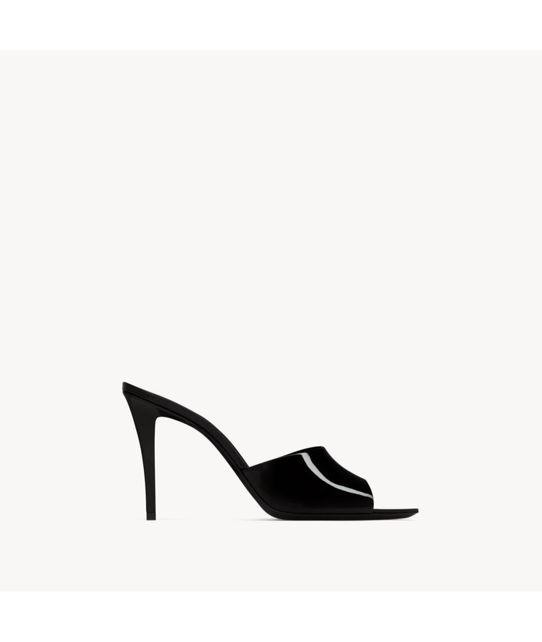 SAINT LAURENT Черные мюли из лакированной кожи, фото 3