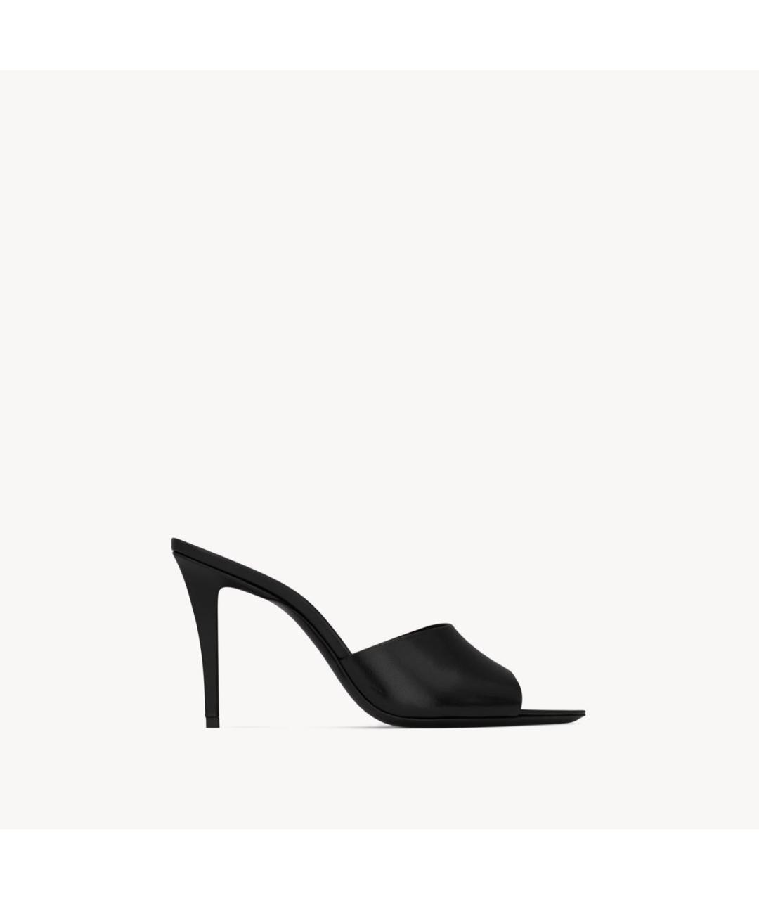 SAINT LAURENT Черные кожаные мюли, фото 3