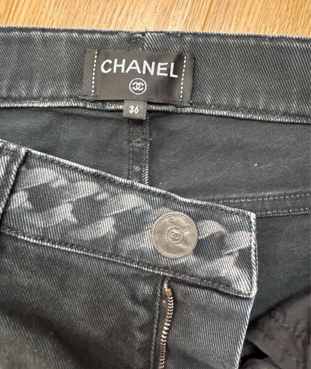 CHANEL Черные хлопковые джинсы слим, фото 3