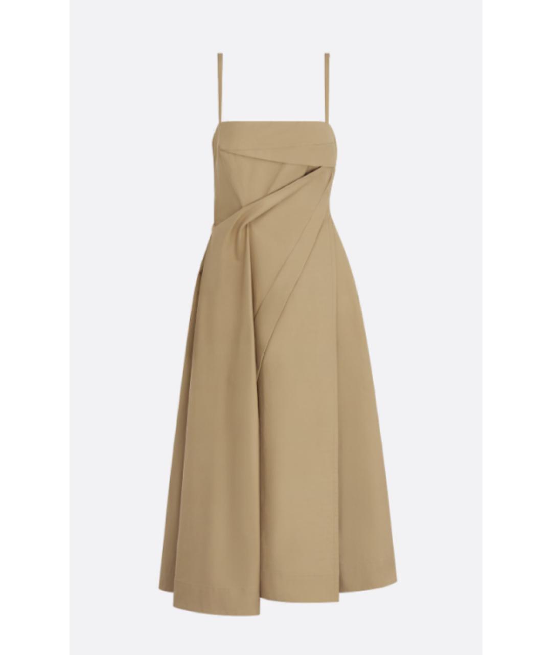 CHRISTIAN DIOR Бежевое хлопковое коктейльное платье, фото 9