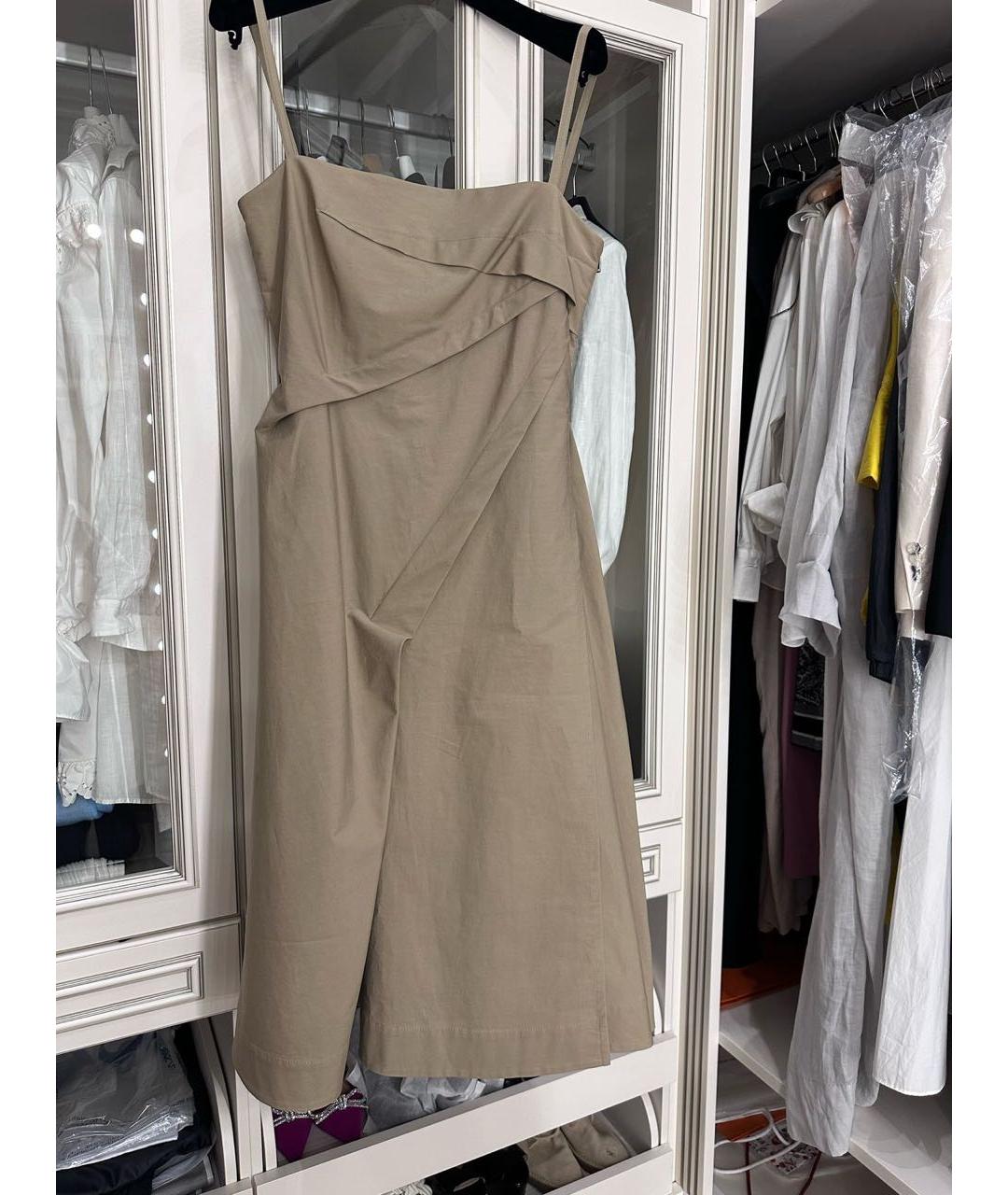 CHRISTIAN DIOR Бежевое хлопковое коктейльное платье, фото 3