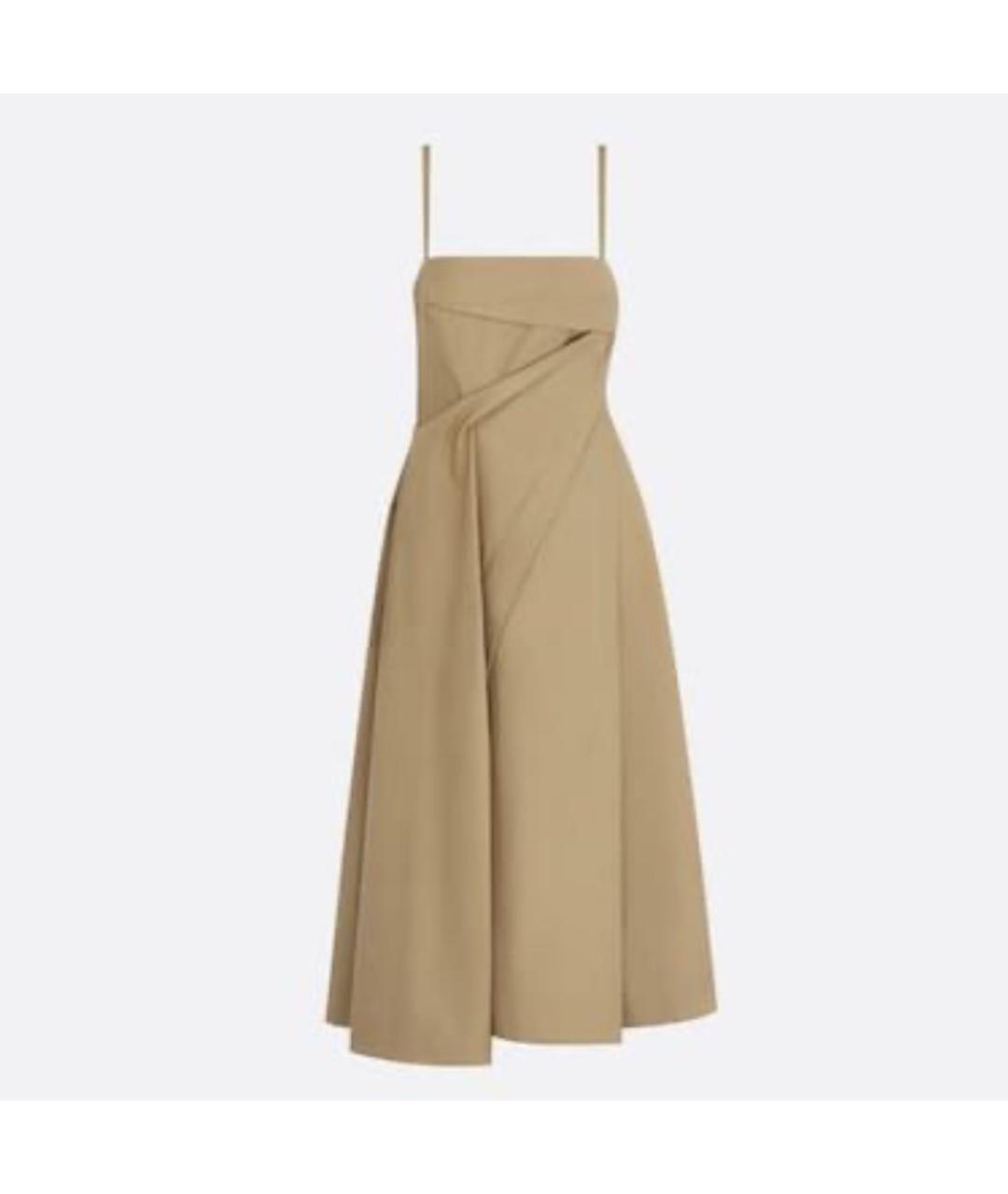 CHRISTIAN DIOR Бежевое хлопковое коктейльное платье, фото 2