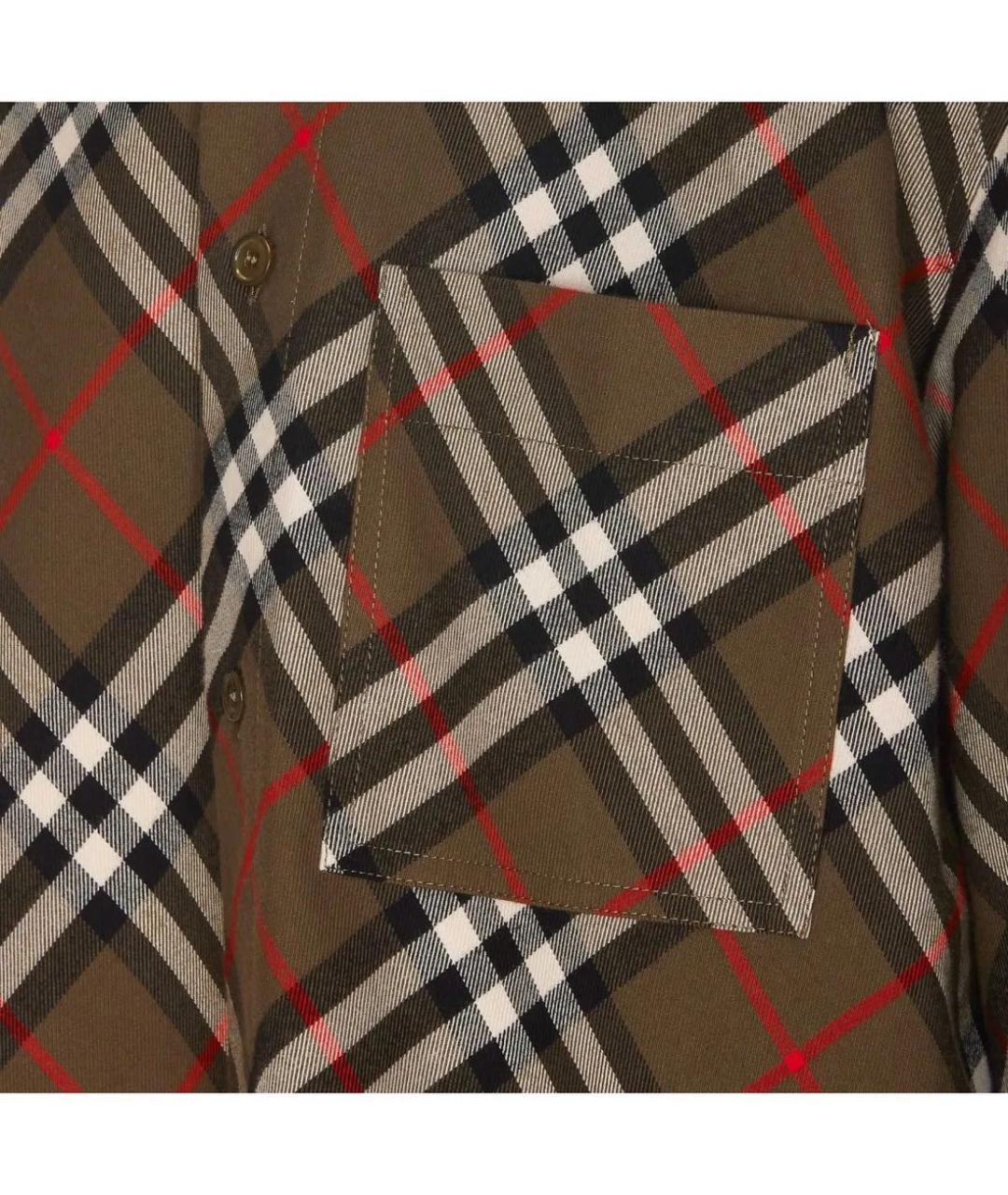 BURBERRY Хаки хлопковая кэжуал рубашка, фото 3