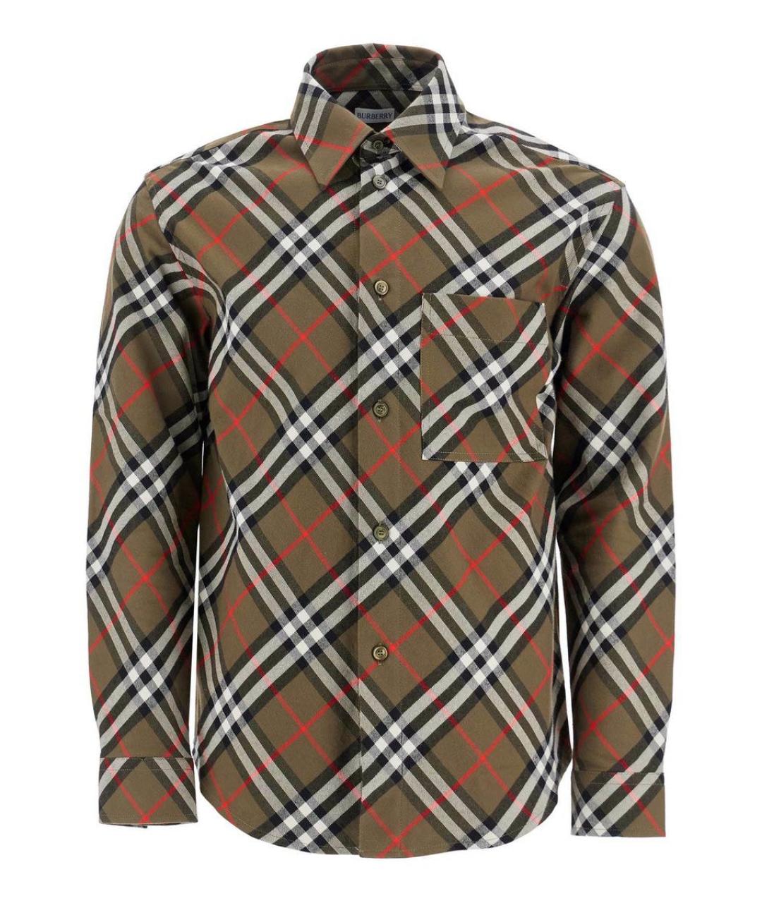 BURBERRY Хаки хлопковая кэжуал рубашка, фото 1