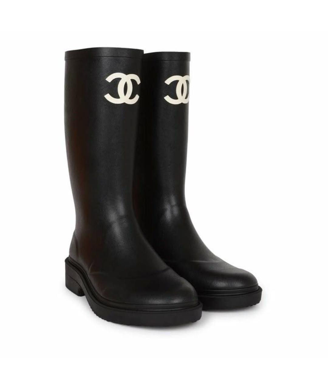 CHANEL Черные резиновые сапоги, фото 8