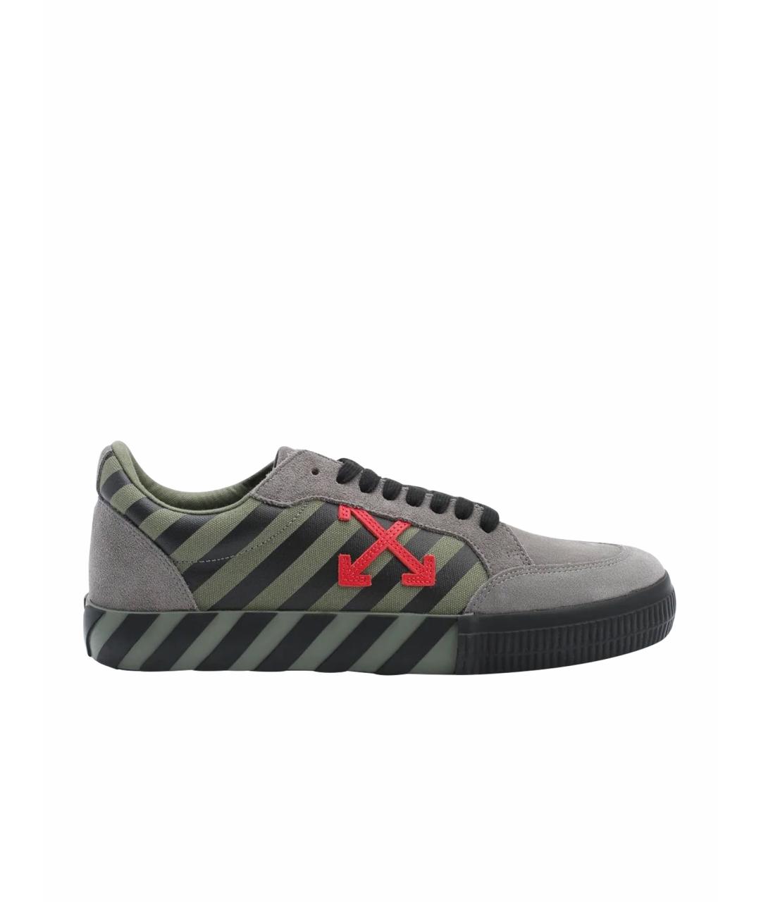 OFF-WHITE Антрацитовые замшевые низкие кроссовки / кеды, фото 1
