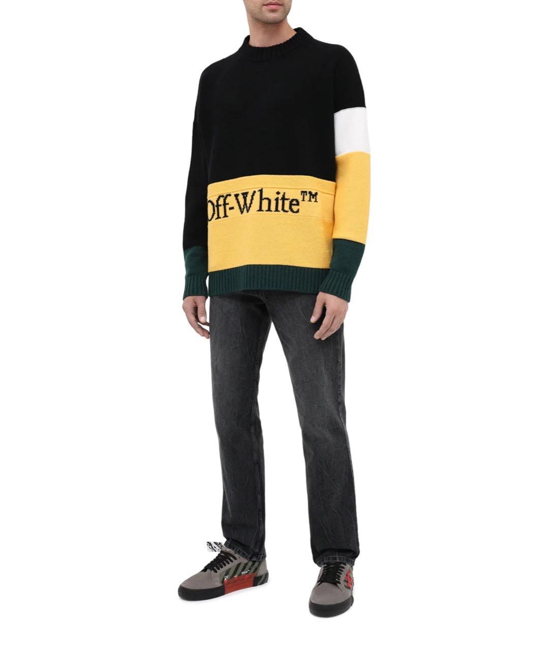 OFF-WHITE Антрацитовые замшевые низкие кроссовки / кеды, фото 8