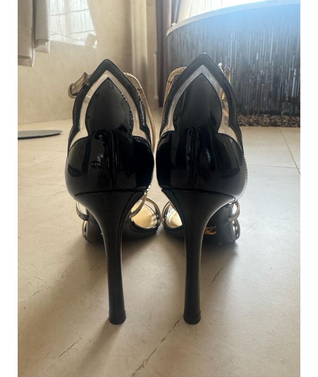 LOUIS VUITTON Черные босоножки из лакированной кожи, фото 4