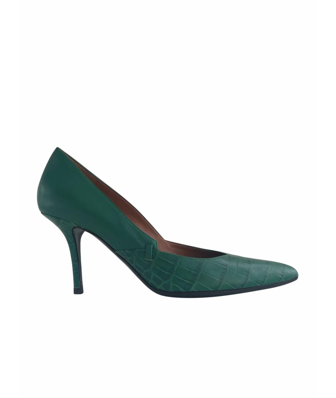 ALBERTA FERRETTI Зеленые кожаные туфли, фото 1