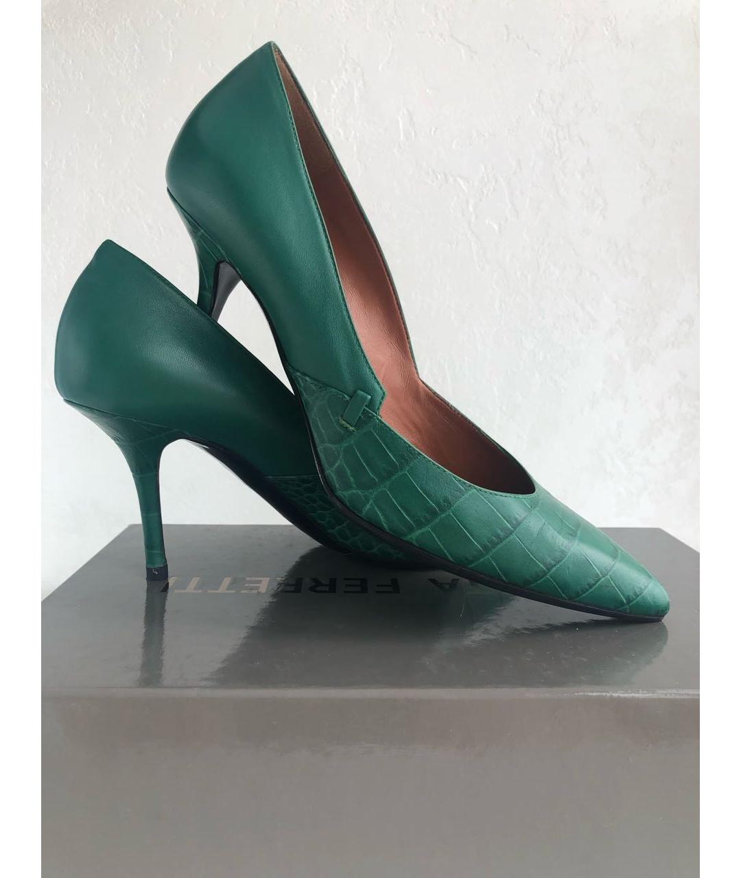ALBERTA FERRETTI Зеленые кожаные туфли, фото 5