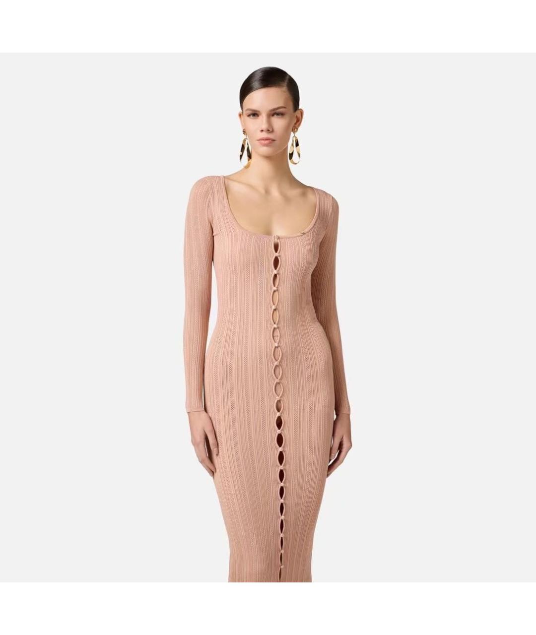 ELISABETTA FRANCHI Коралловое вискозное повседневное платье, фото 5
