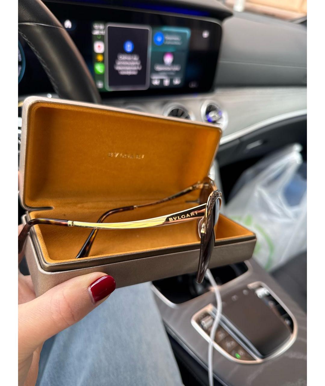 BVLGARI Золотые металлические солнцезащитные очки, фото 3