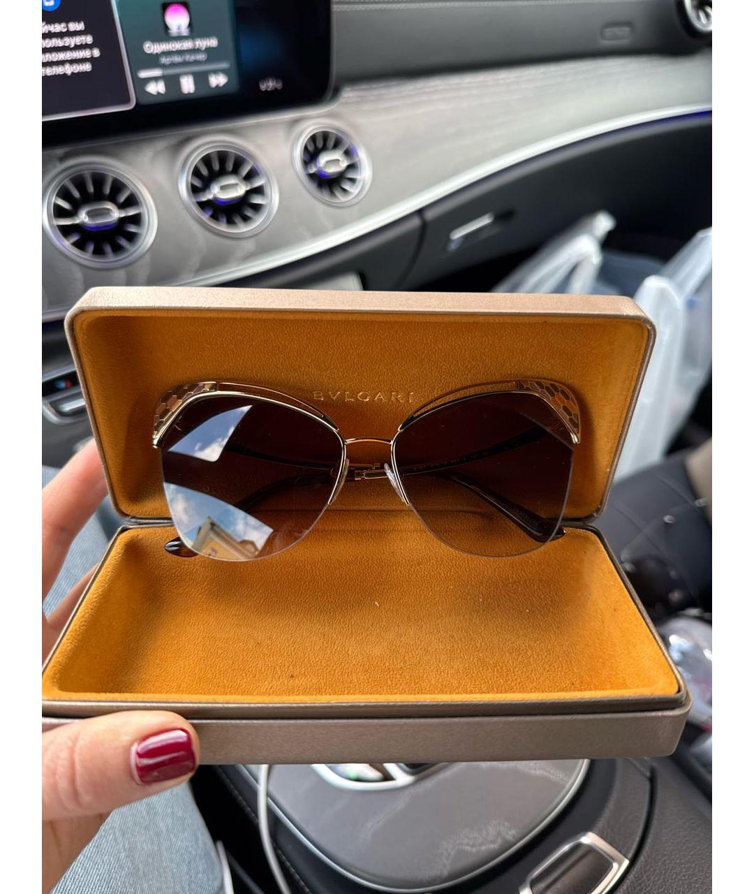 BVLGARI Золотые металлические солнцезащитные очки, фото 5