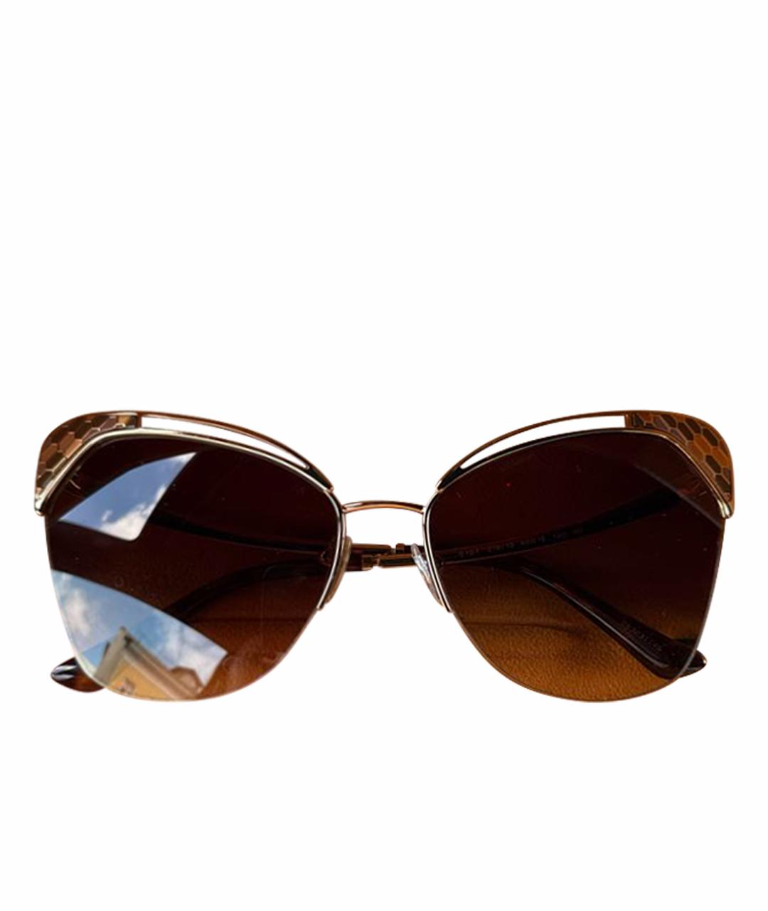 BVLGARI Золотые металлические солнцезащитные очки, фото 1