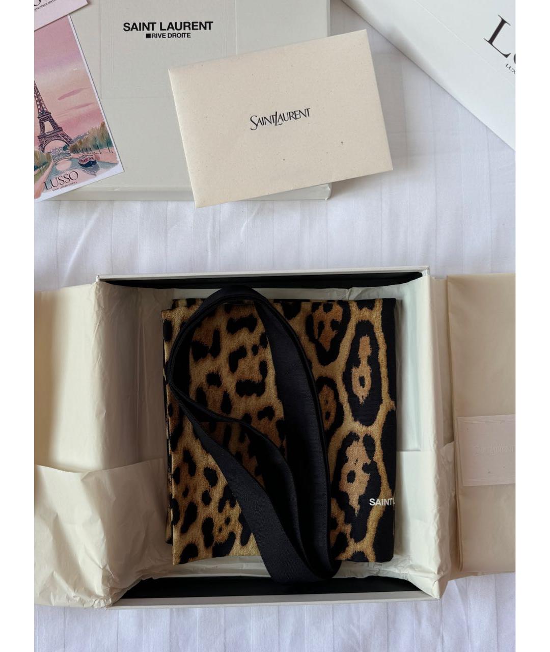 SAINT LAURENT Коричневая тканевая сумка тоут, фото 5