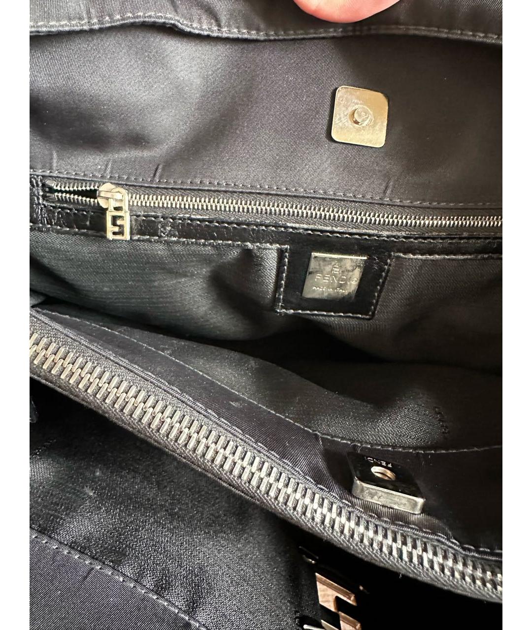 FENDI Черная тканевая сумка тоут, фото 5