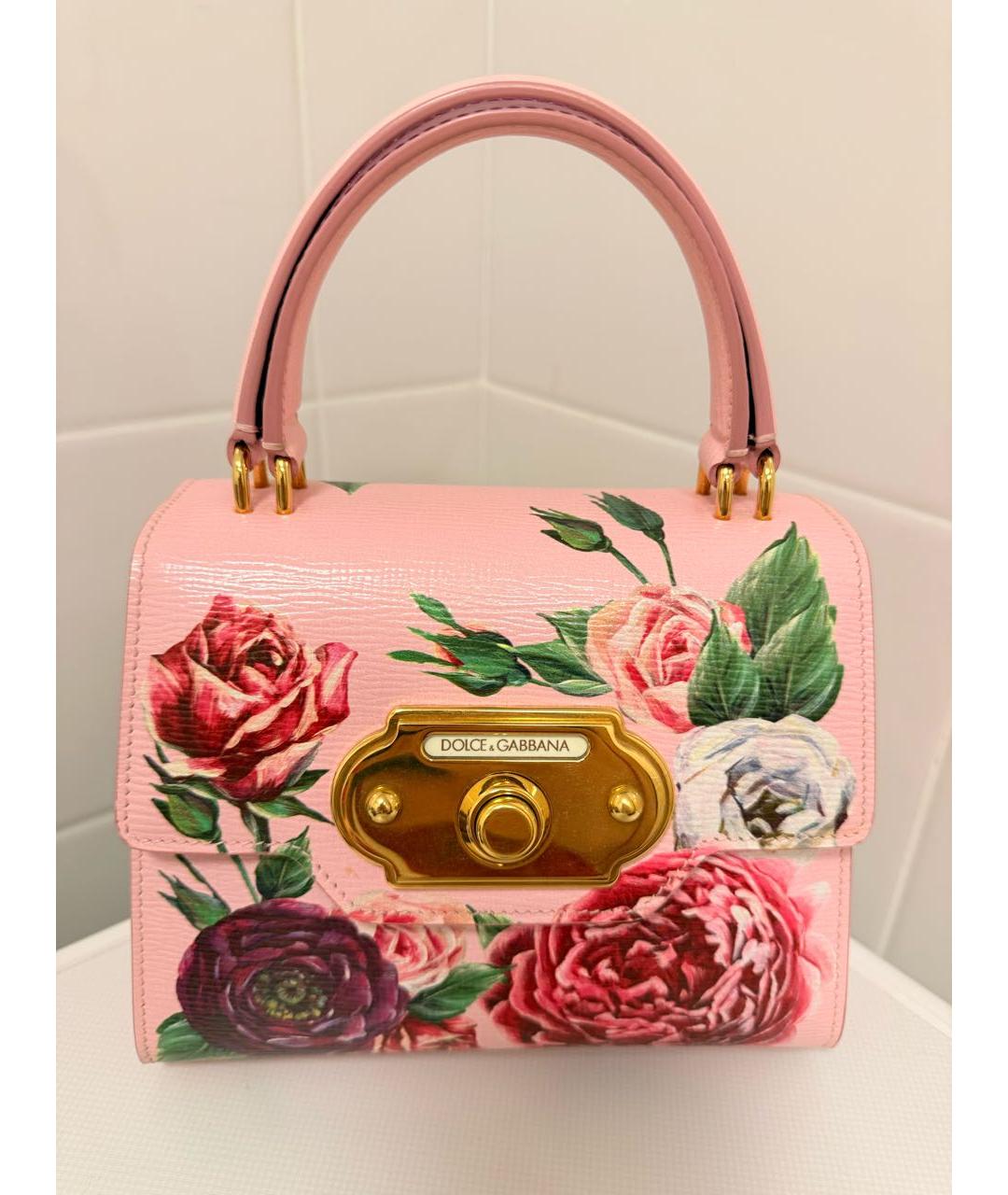 DOLCE&GABBANA Розовая кожаная сумка с короткими ручками, фото 9