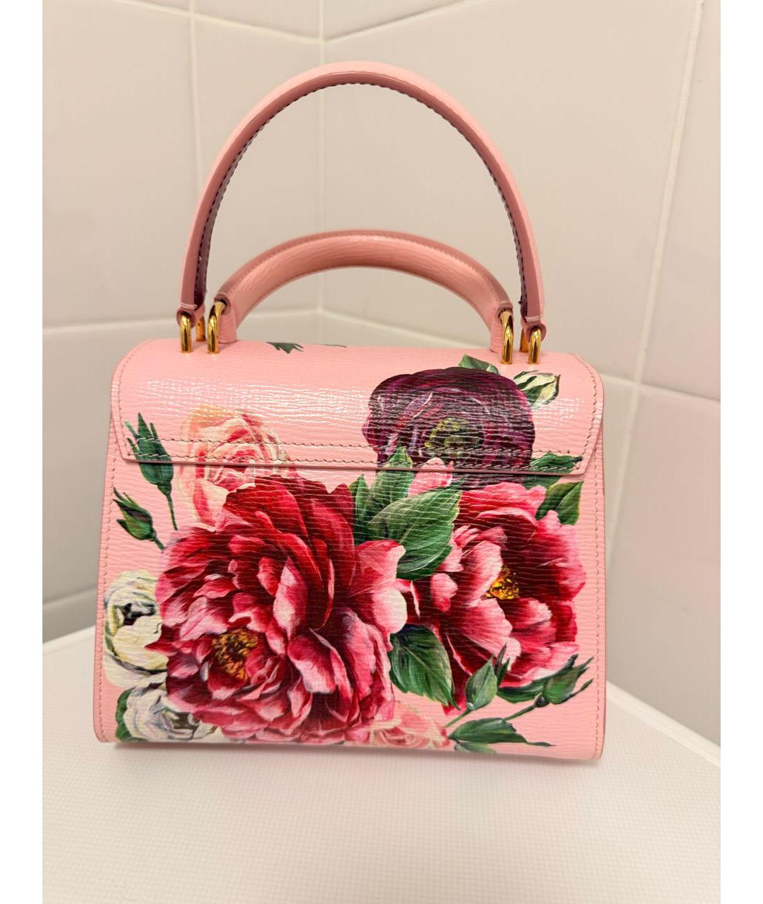 DOLCE&GABBANA Розовая кожаная сумка с короткими ручками, фото 2