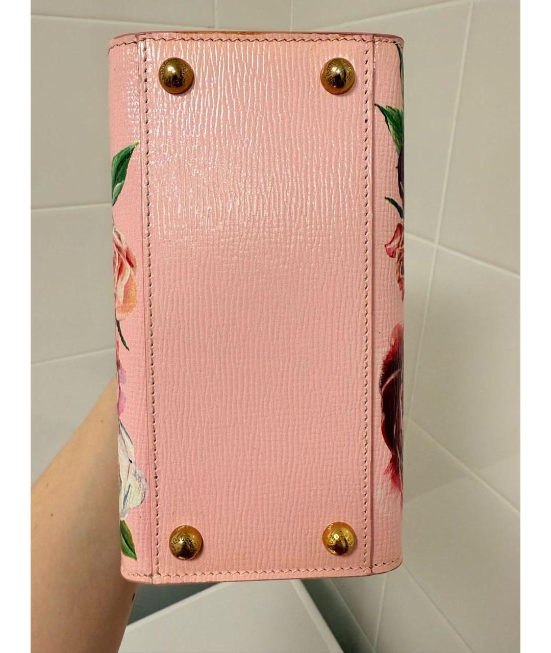 DOLCE&GABBANA Розовая кожаная сумка с короткими ручками, фото 3