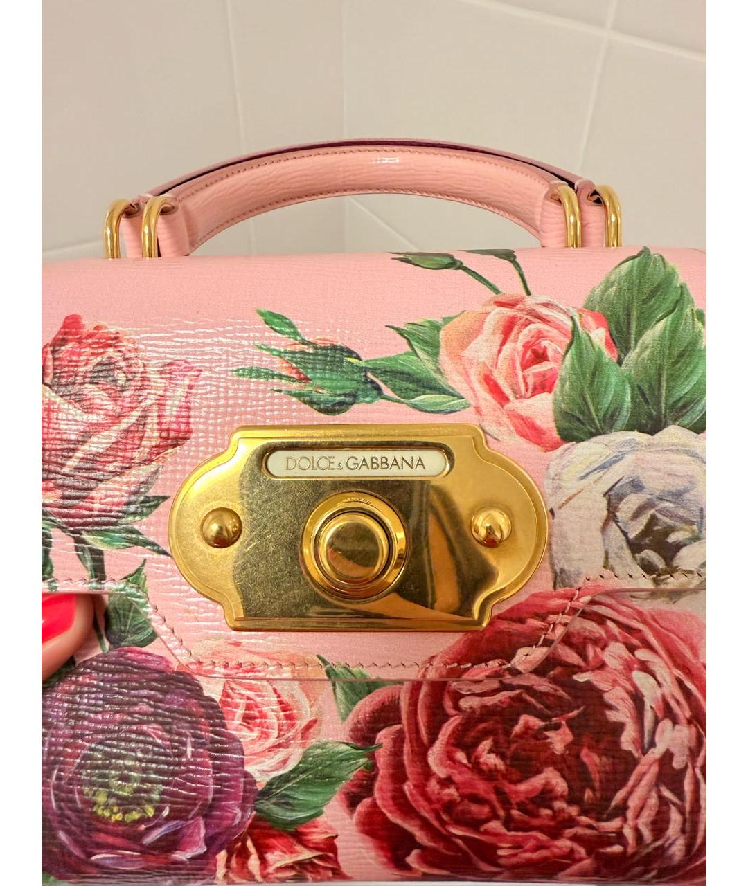 DOLCE&GABBANA Розовая кожаная сумка с короткими ручками, фото 7