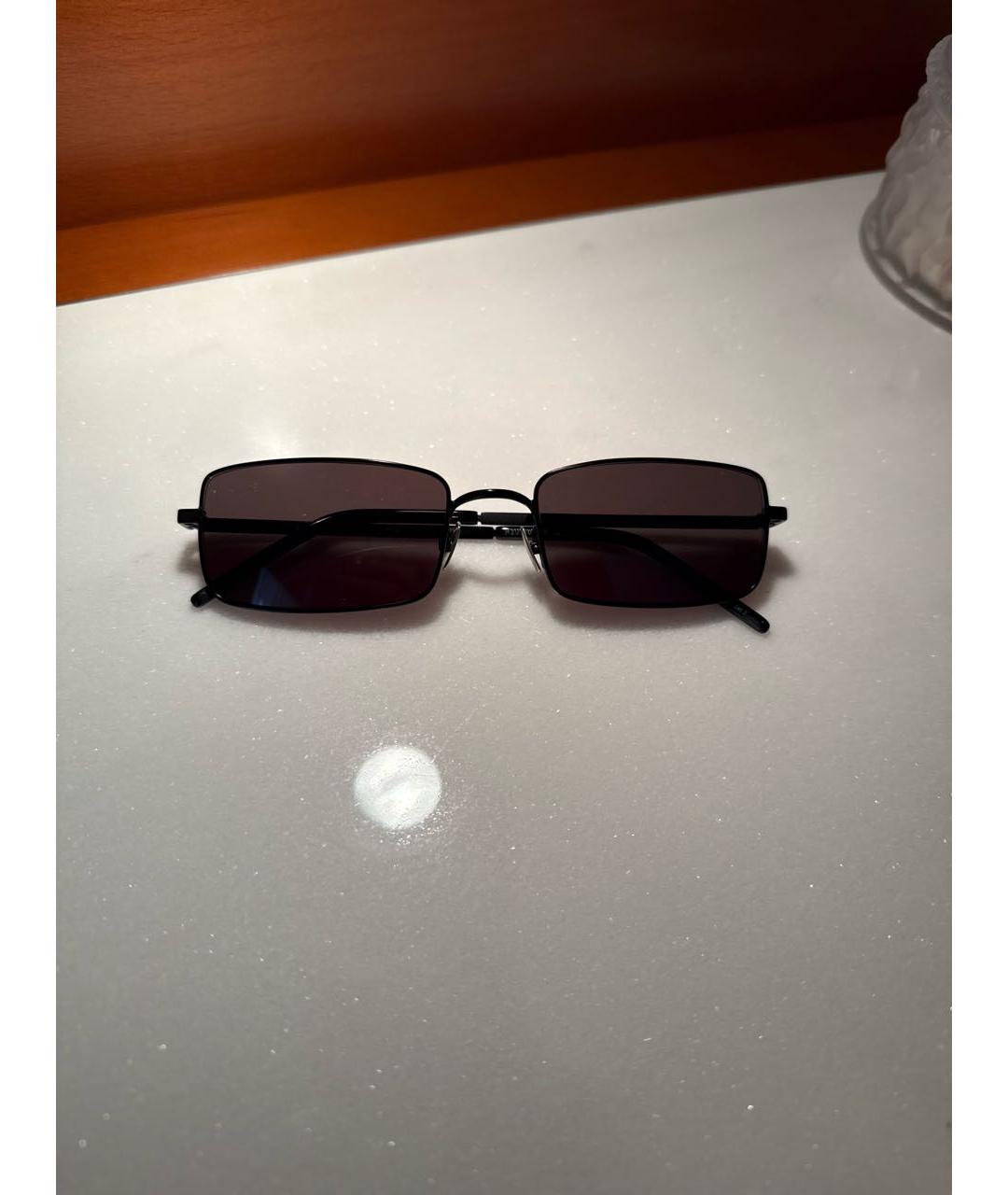 SAINT LAURENT Черные металлические солнцезащитные очки, фото 5
