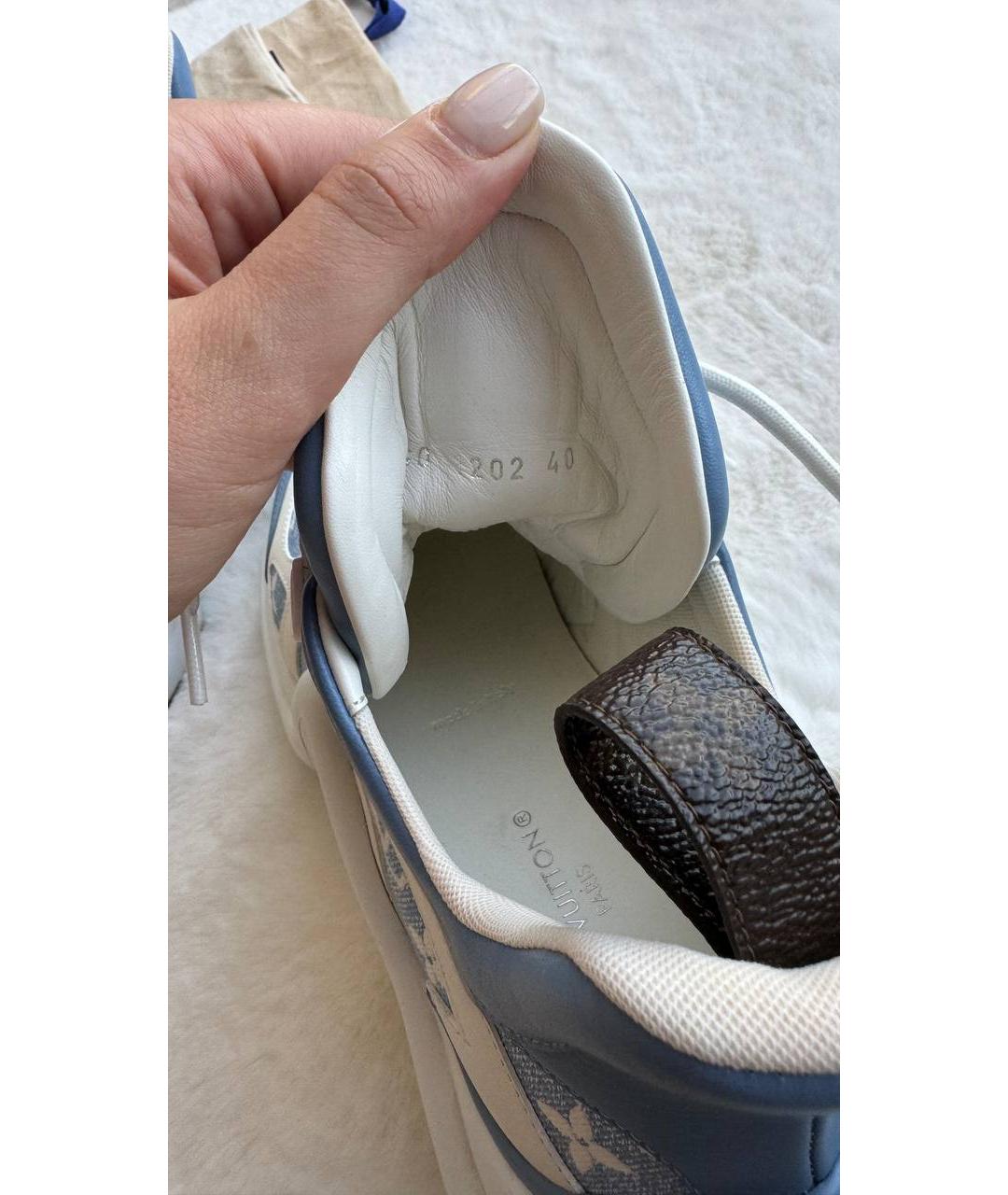 LOUIS VUITTON Голубые кожаные кроссовки, фото 3
