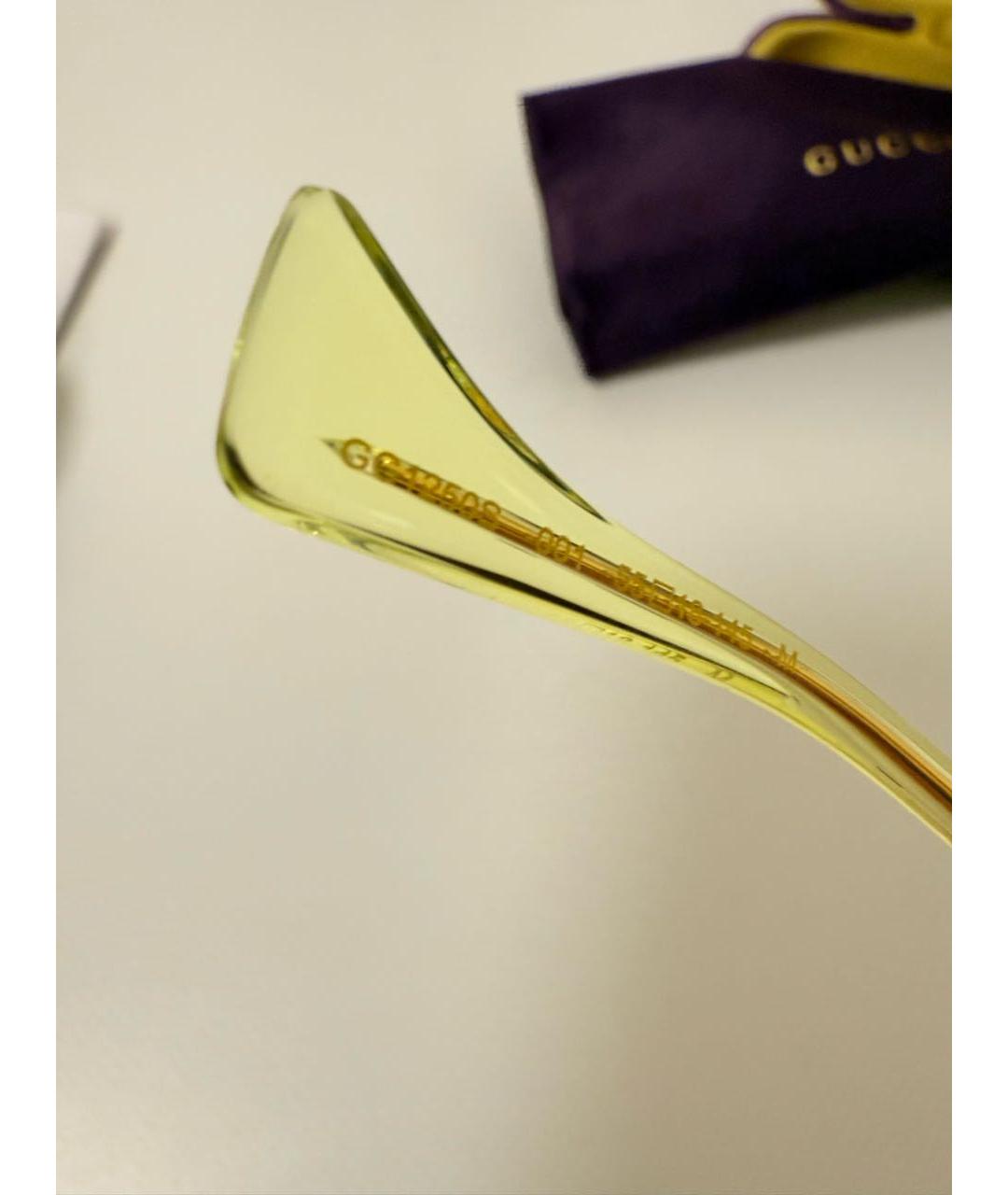GUCCI Золотые металлические солнцезащитные очки, фото 5