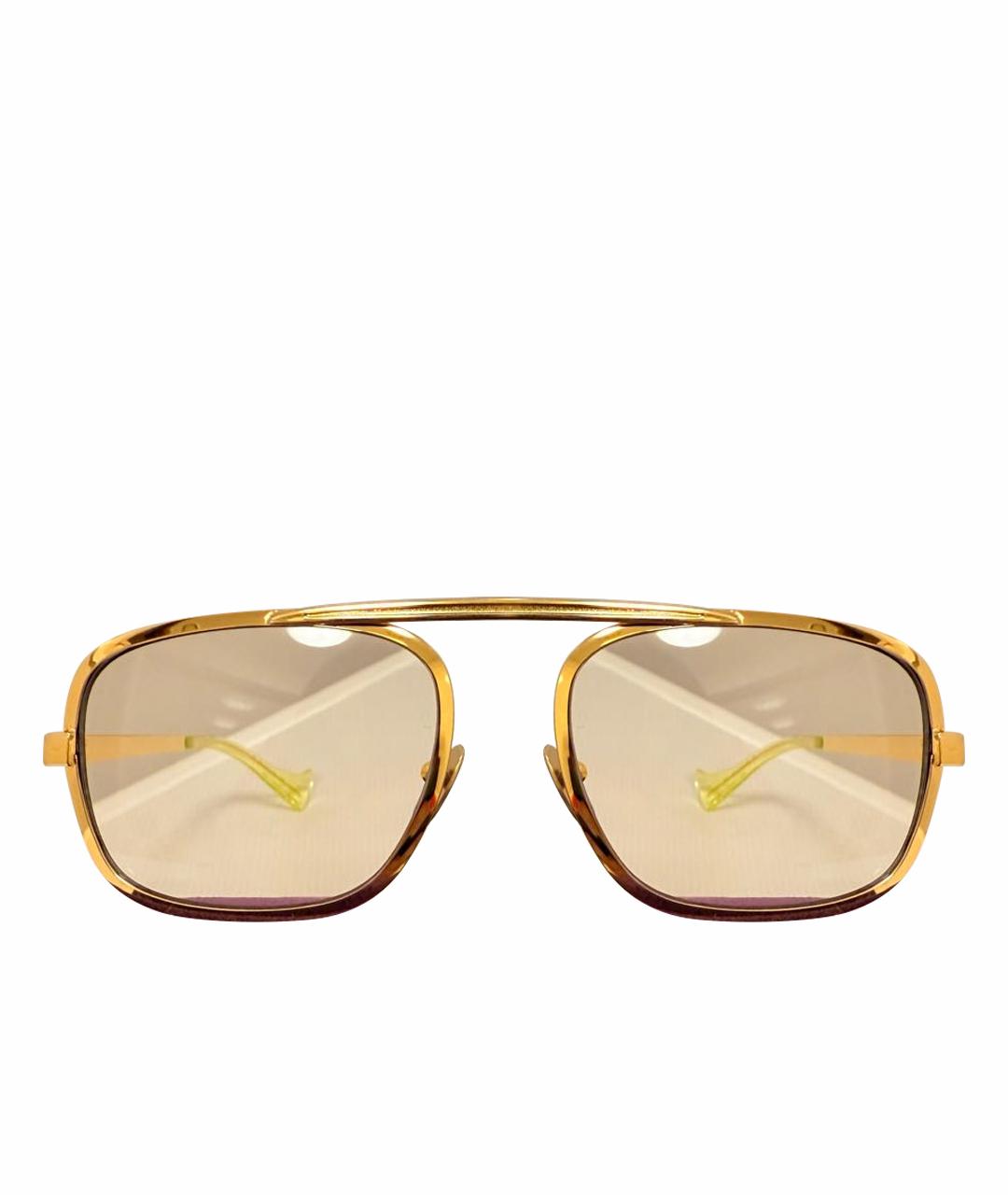 GUCCI Золотые металлические солнцезащитные очки, фото 1