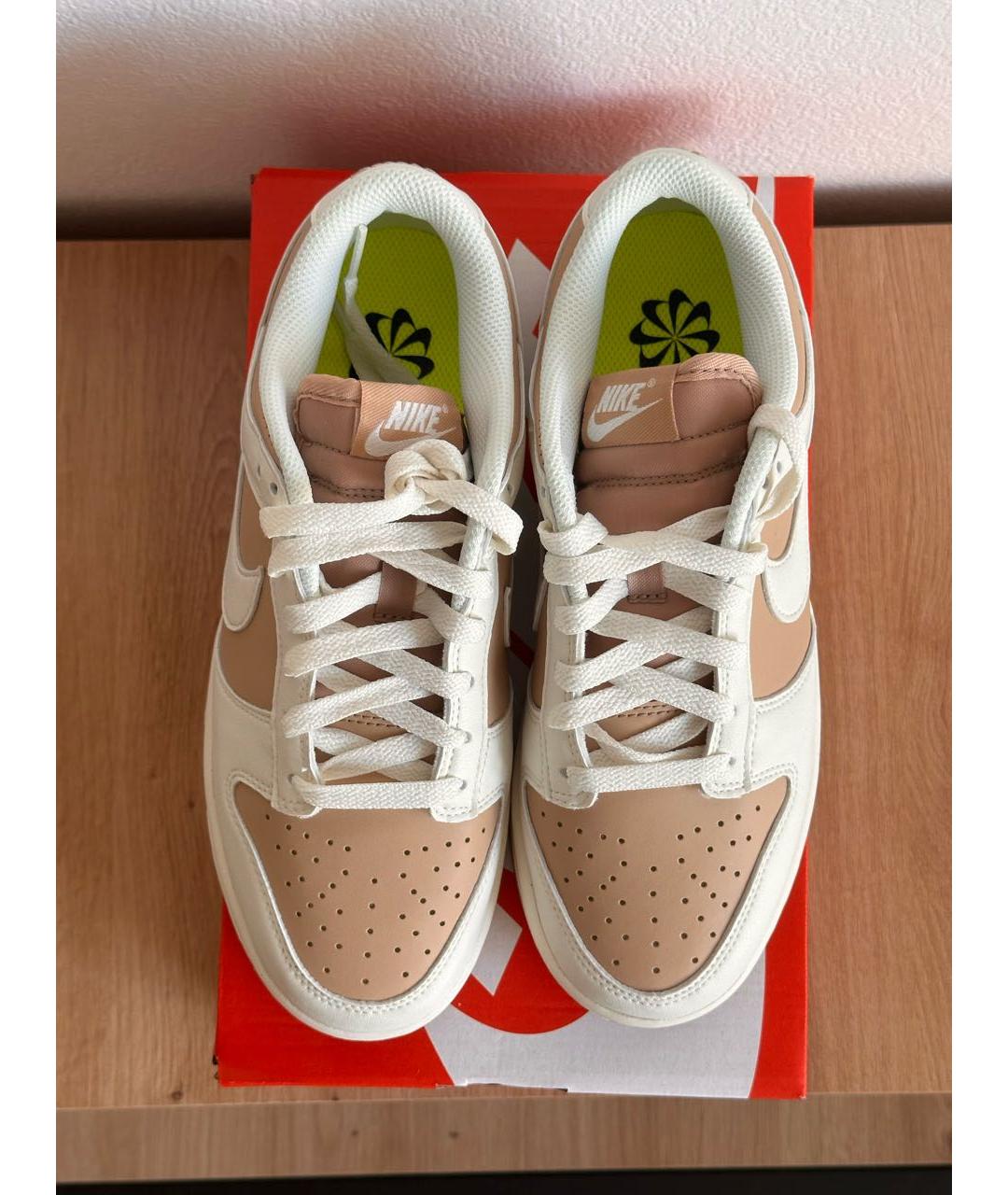 NIKE Бежевые кеды из искусственной кожи, фото 3