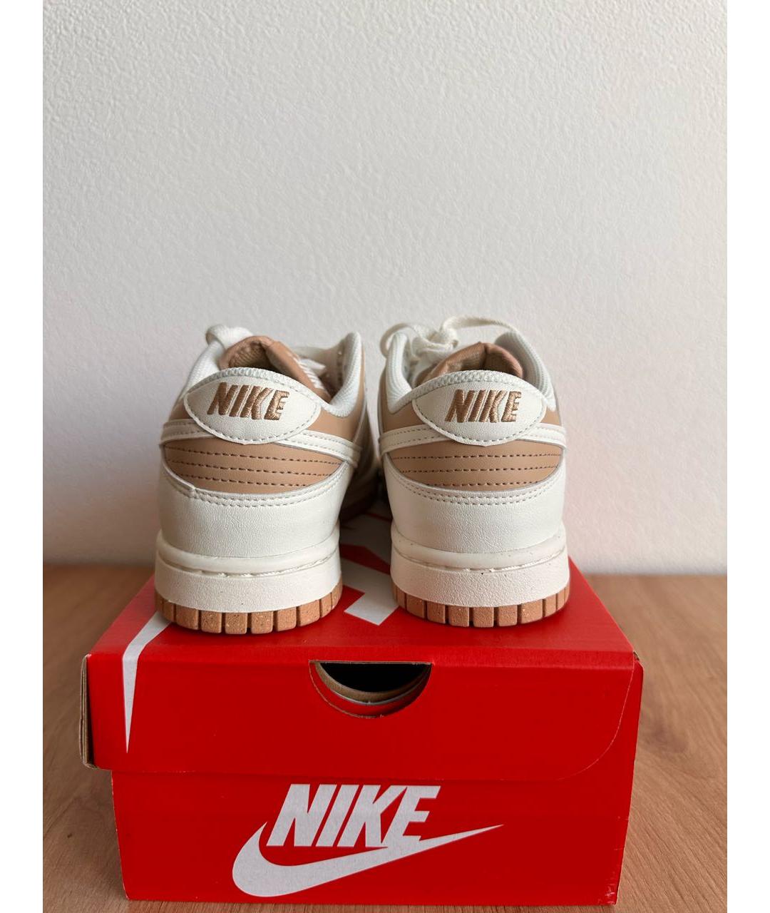 NIKE Бежевые кеды из искусственной кожи, фото 4