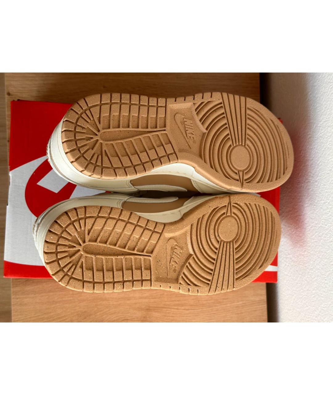 NIKE Бежевые кеды из искусственной кожи, фото 6