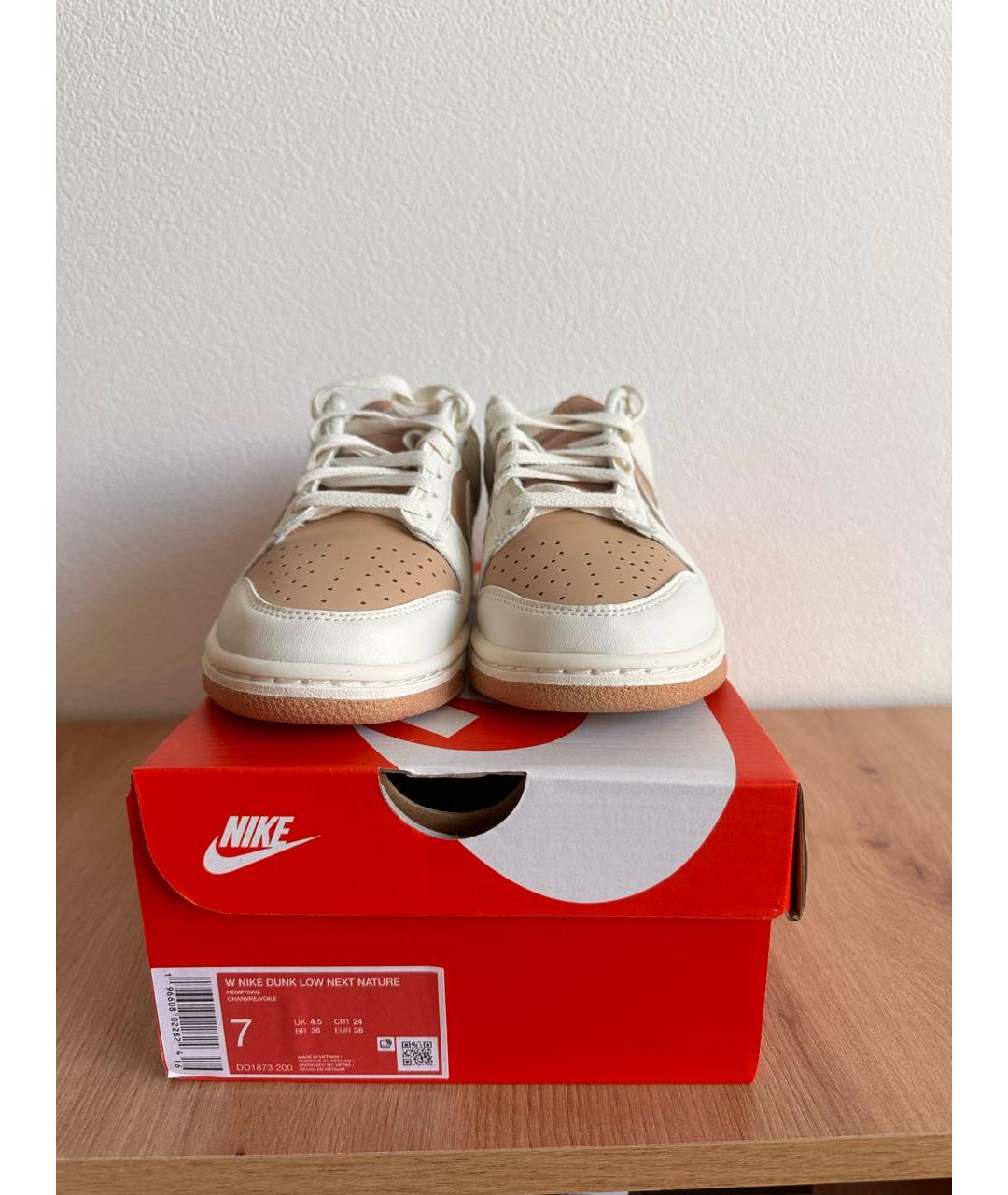 NIKE Бежевые кеды из искусственной кожи, фото 2