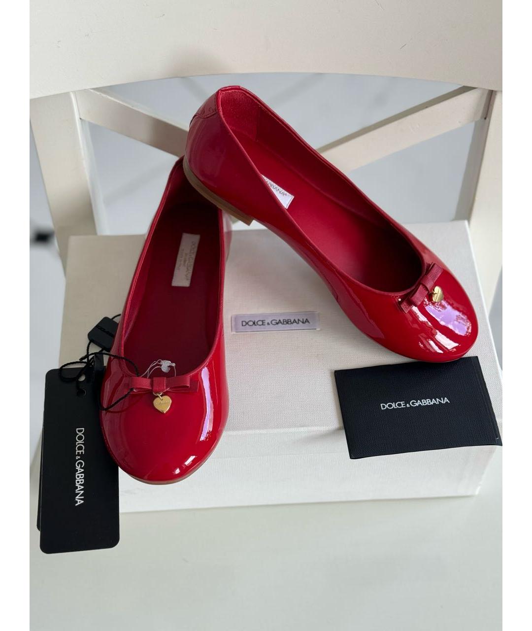 DOLCE&GABBANA Красные кожаные балетки, фото 3